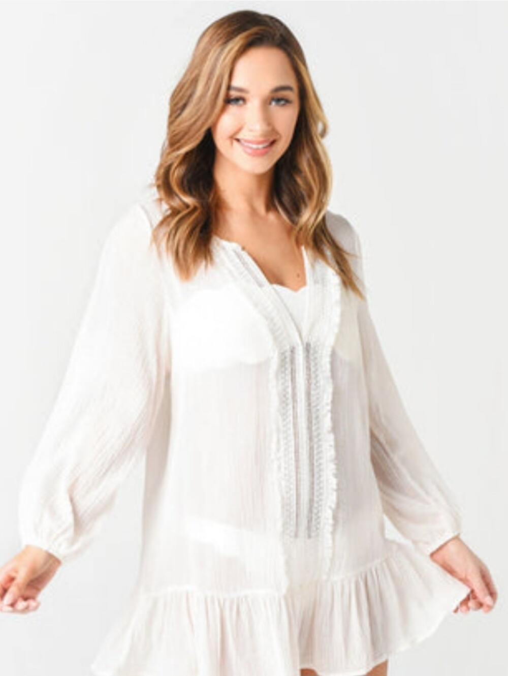 Eberjey Summer Of Love Ivory Elba Cover Up Crochet Flowy Medium